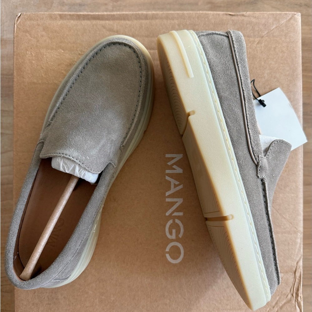 Mango Men's Gray Suede Slip-On Loafers